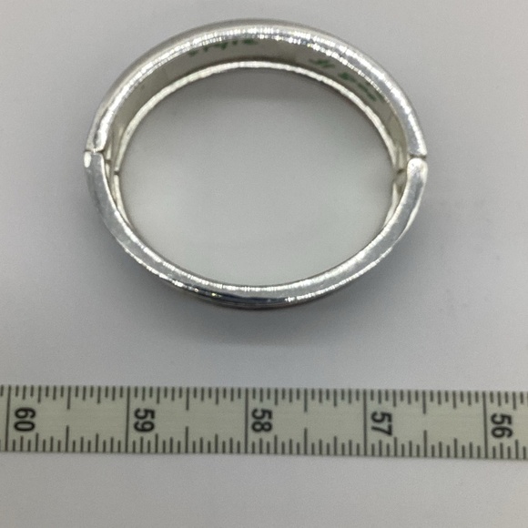 800. Blue & Silver Bangle with Diamond Accents Hinge Closure GUC $9 - Picture 4 of 4